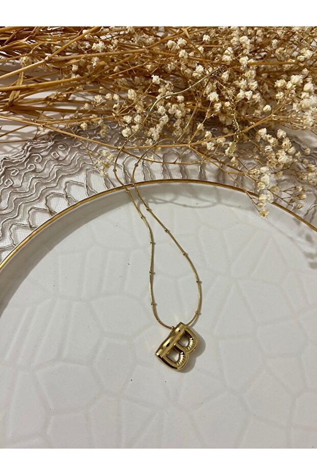 Balon harf model B harfli çelik kolye - 2