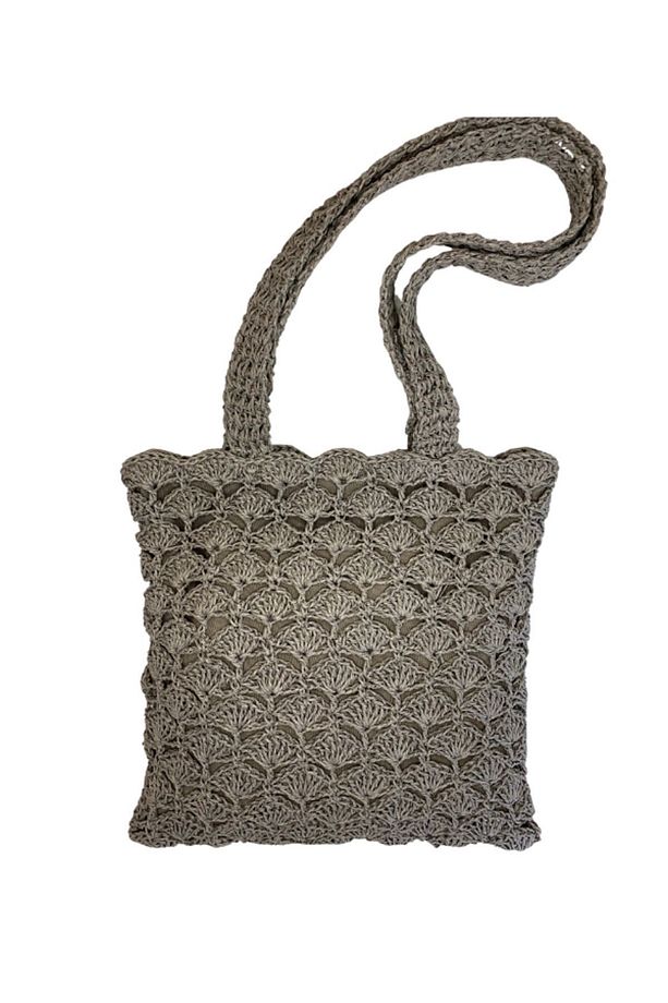 Yelpaze Model Gri Hasır Omuz Çantası - 3