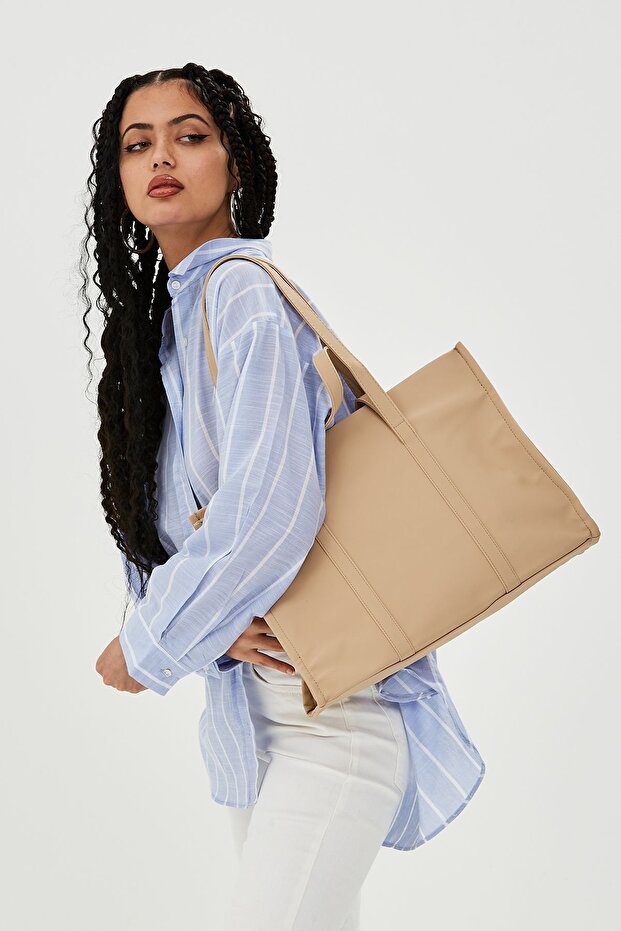 Parachute Fabric Shopper Amelia Women's Shoulder Bag Beige