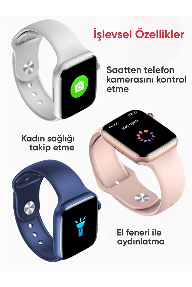 Watch 9 Pro Plus 2GB Hafızalı Android ve İphone Uyumlu Pembe (Rose-Gold) Akıllı Saat - 3