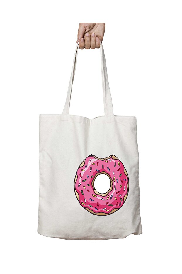 Homer Simpson Donut Two Sides Permanent Washable School Beach Shoulder Tote Bag
