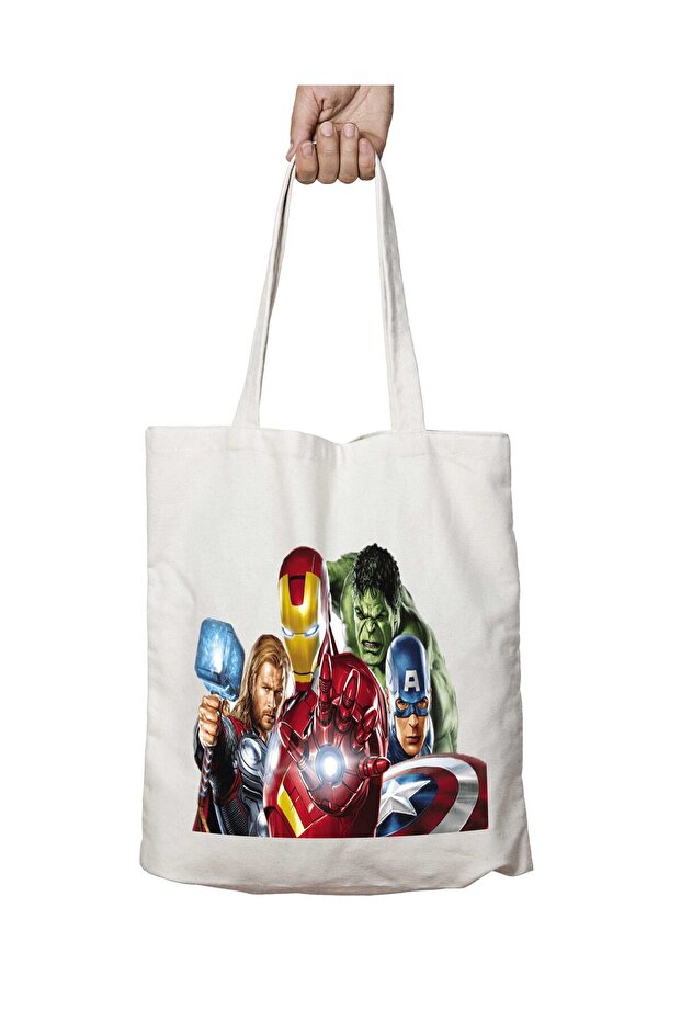 Marvel Captain America Thor Hulk Avengers Two Sides Washable School Beach Shoulder Tote Bag