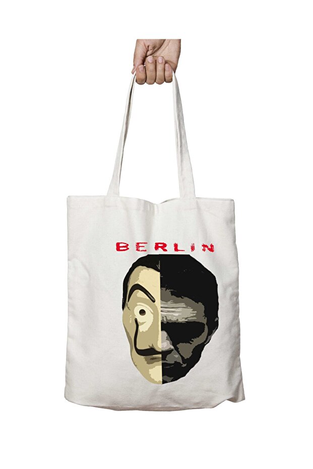 La Casa De Papel Berlin Two Sides Permanent Washable School Beach Shoulder Cloth Bag