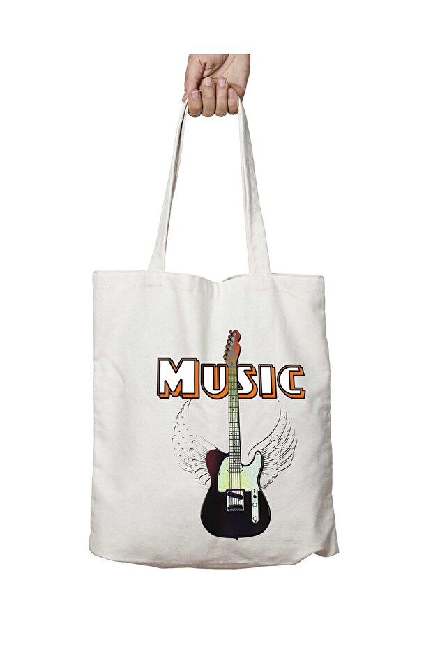 Guitar Music Guitar Two-Sided Durable Washable School Beach Shoulder Cloth Bag