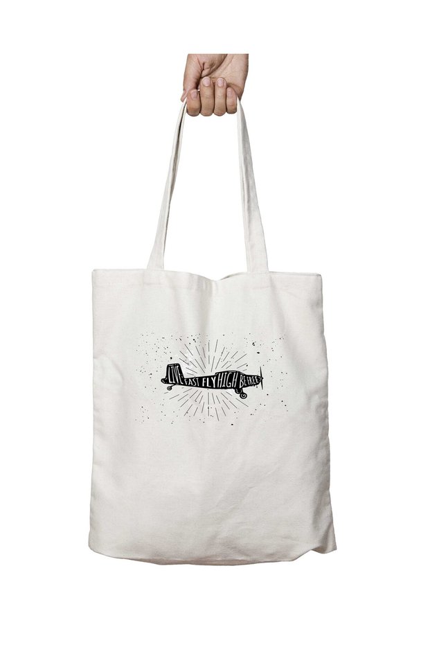 Airplane Two Sides Permanent Washable School Beach Shoulder Cloth Bag