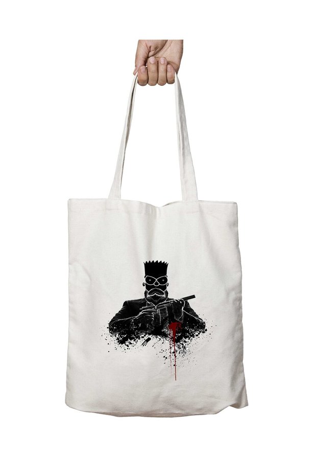 Agente Bart Simpson Two Sides Permanent Washable School Beach Shoulder Tote Bag