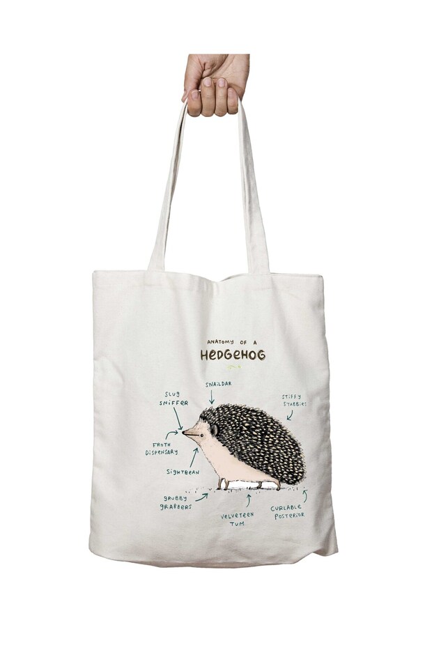 Kirpi Iki Taraf Permanent Washable School Beach Shoulder Cloth Bag