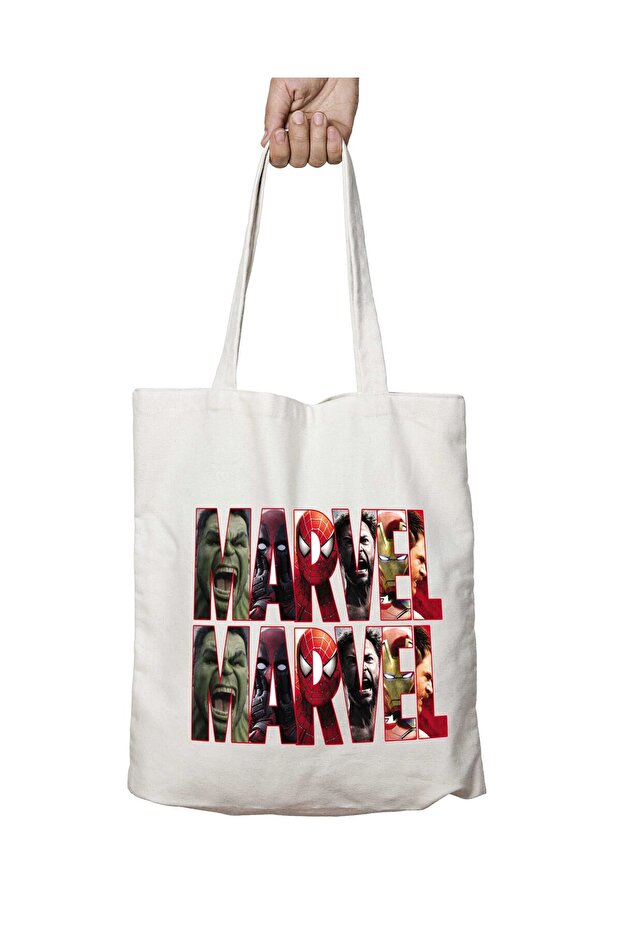 Marvel Two-written Hero Two Sides Washable Shoulder Cloth Bag - Suitable for School and Beach