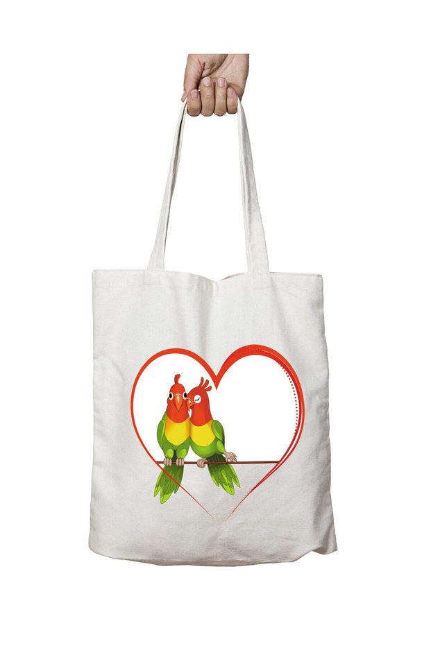 Love Birds Two Sides Permanent Washable School Beach Shoulder Tote Bag