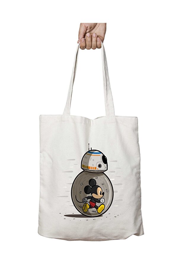Mickie Mouse Minnie Mouse Two Sides Lasting Washable School Beach Shoulder Tote Bag