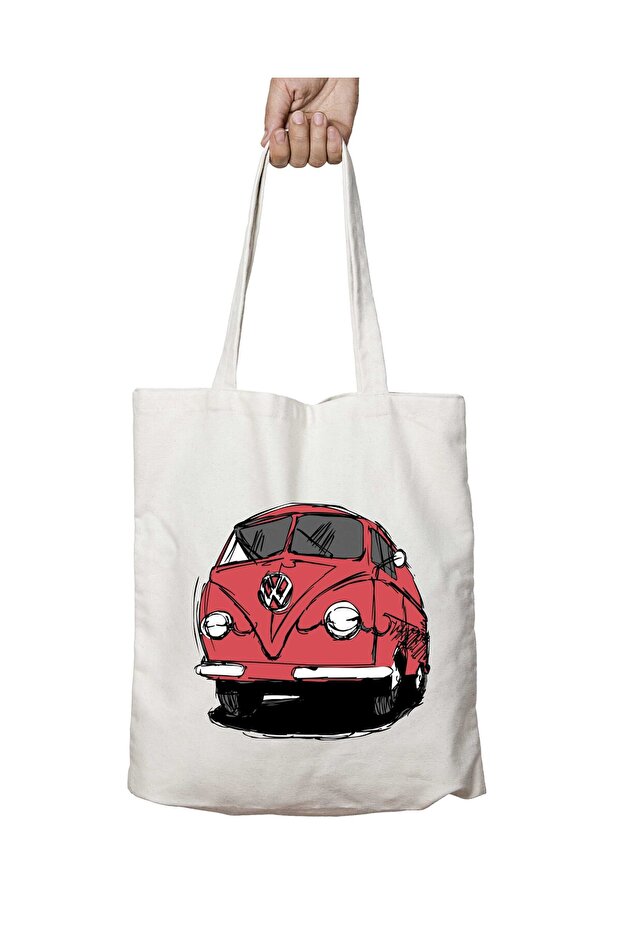 Volkswagen Minibus Two Sides Permanent Washable School Beach Shoulder Cloth Bag