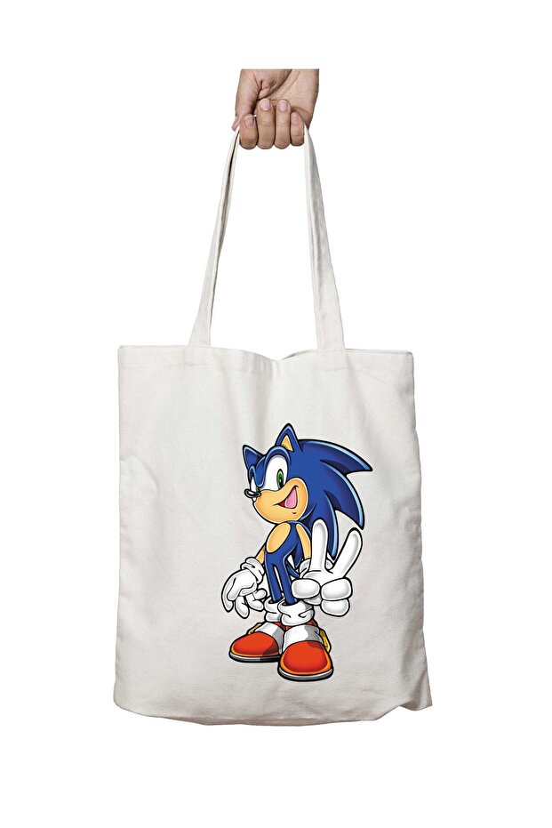 Art Gift Sonic Character Two-Sided Washable School Beach Shoulder Tote Bag