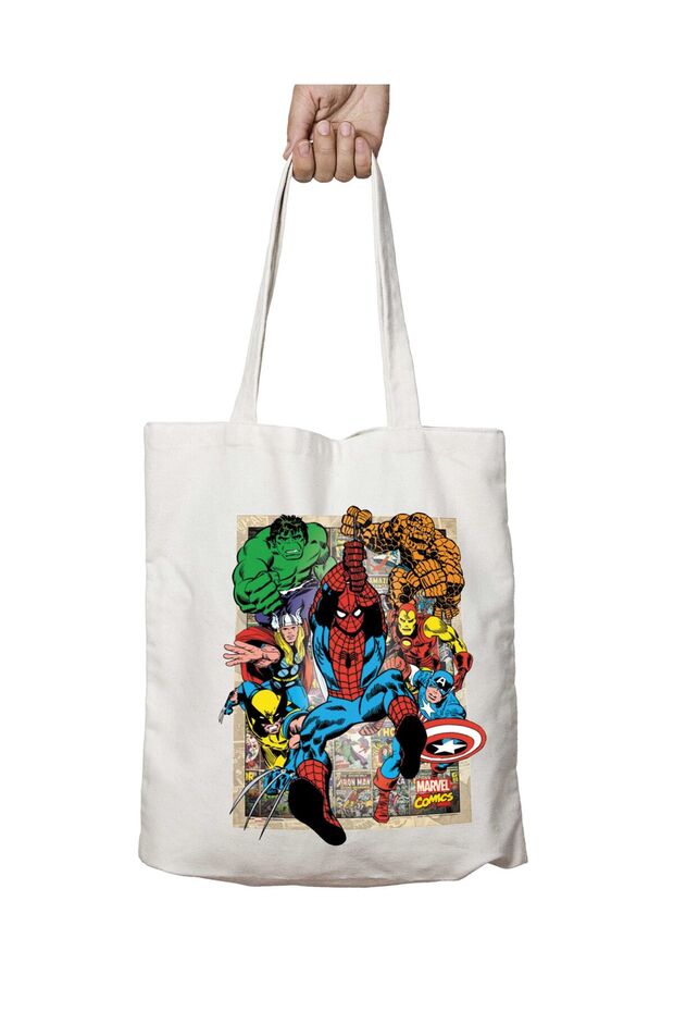Captain America Marvel Hulk Spiderman Two Sides Lasting Washable School Beach Shoulder Tote Bag