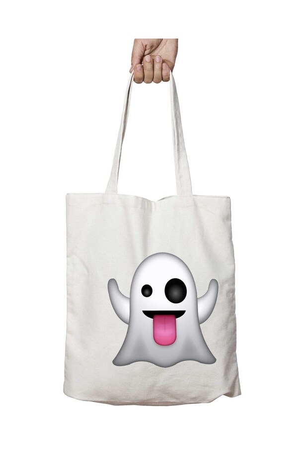 Ghost Emoji Two Sides Permanent Washable School Beach Shoulder Tote Bag