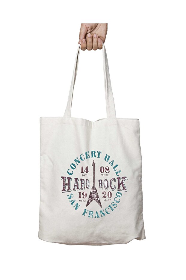 Hard Rock 1920 Two Sides Permanent Washable School Beach Shoulder Cloth Bag