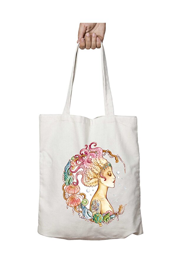 Octopus Mermaid Two-Sided Washable School Beach Shoulder Tote Bag