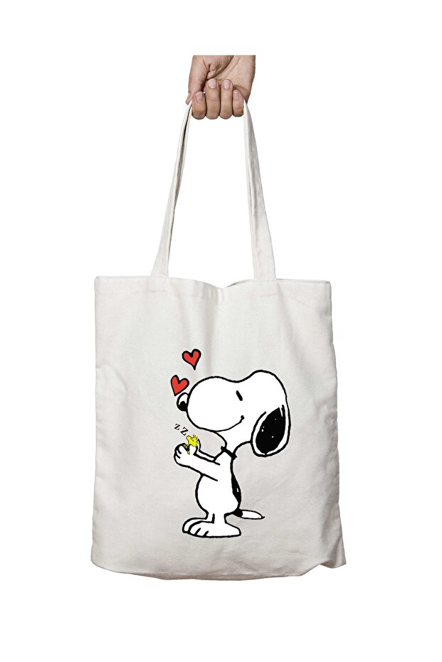 Snoopy Love Heart Zzzz Two Sides Permanent Washable School Beach Shoulder Tote Bag