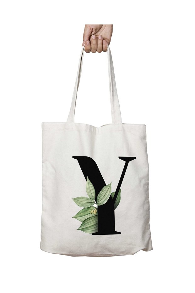 Letter Y Two-Sided Permanent Washable School Beach Shoulder Tote Bag