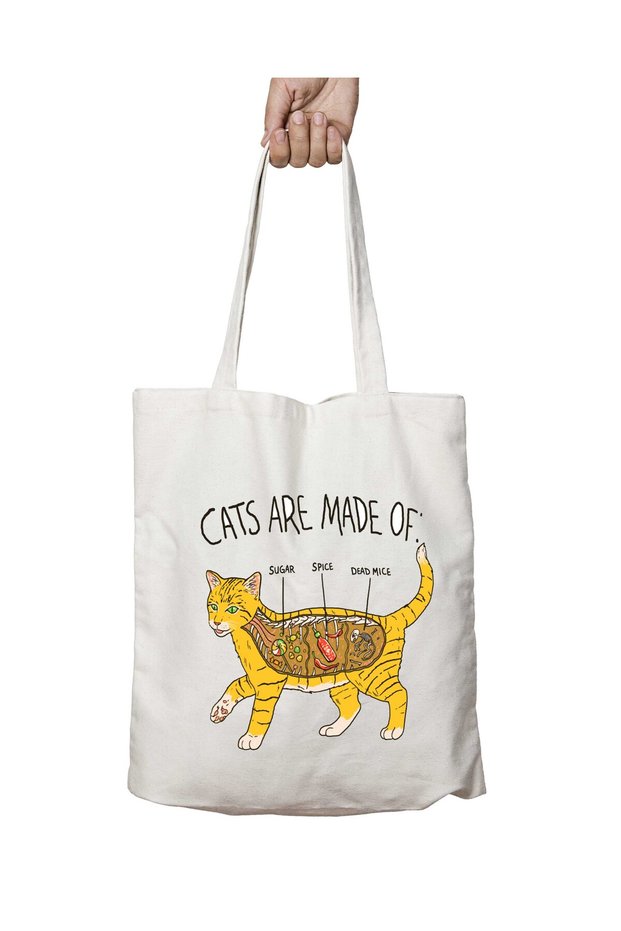 Cat Anatomy Cat Anatomy Two Sides Permanent Washable School Beach Shoulder Tote Bag