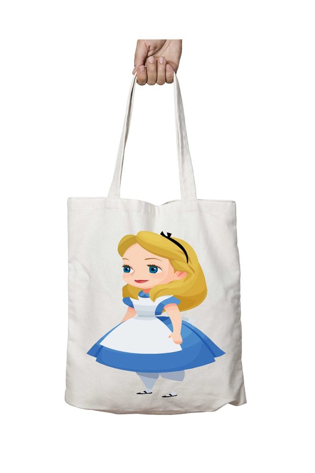 Alice Two Sides Permanent Washable School Beach Shoulder Tote Bag