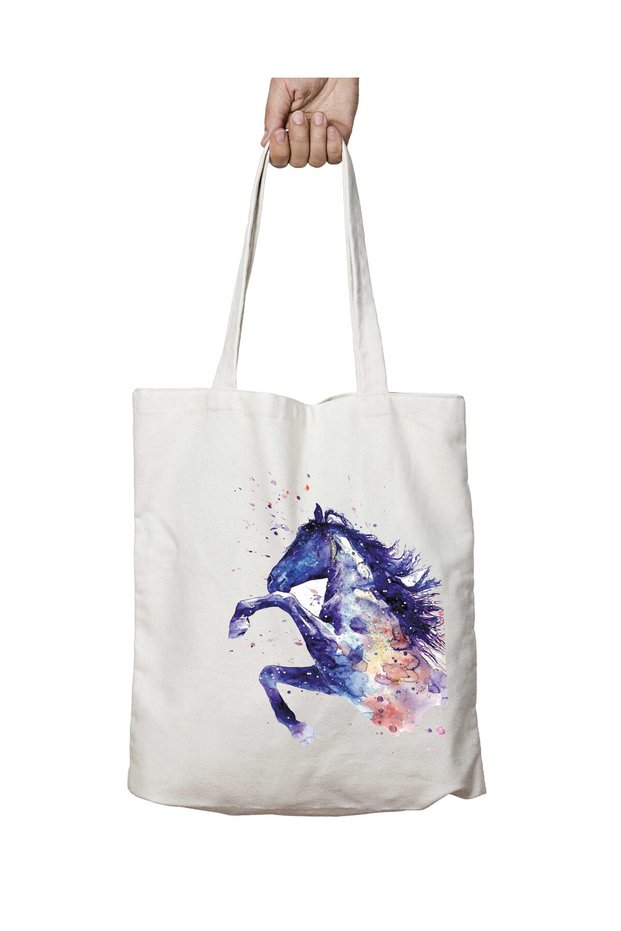 Horse at Two Sides Permanent Washable School Beach Shoulder Tote Bag