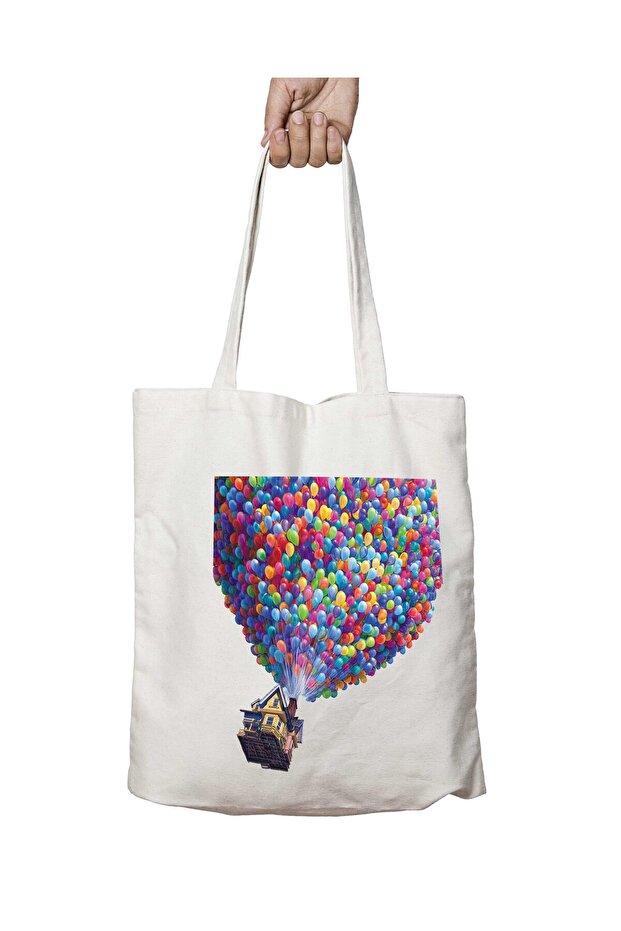 Look up Balloon on Both Sides Durable Washable School Beach Shoulder Tote Bag