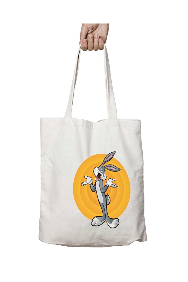 Bugs Bunny Looney Tunes Two Sides Permanent Washable School Beach Shoulder Cloth Bag