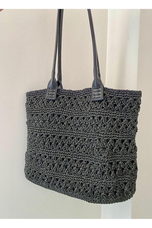 Çiçek Tote Hasır Çanta - 5