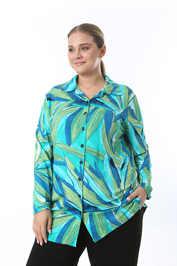 Women's Large Size Lycral Cashmere Fabric Shirt