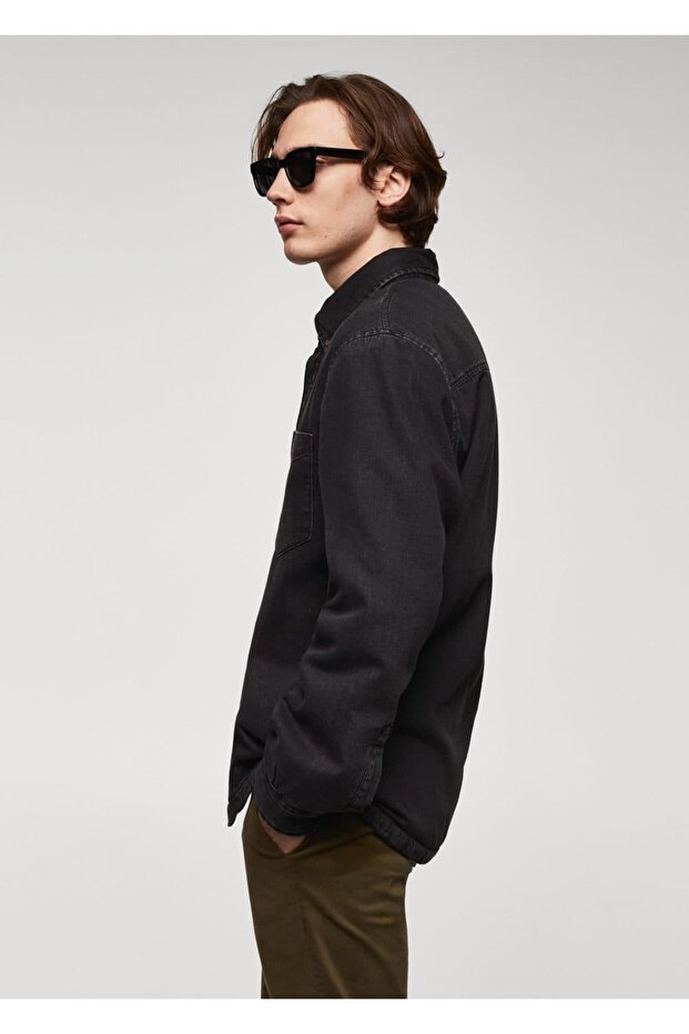 Kapitone denim gömlek ceket - 8