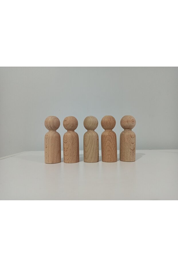 Wooden Raw Peg Dolls Made of Beech Wood, Set of 5 Male Figures Pegdoll
