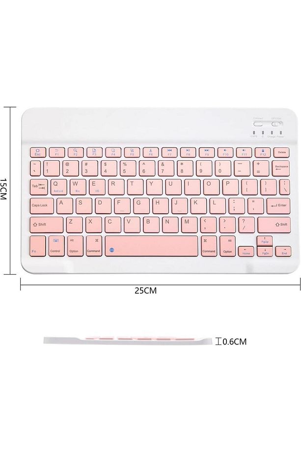 Lenovo Tab M10 Plus ZAAJ0353TR 10.61" Uyumlu Kablosuz Bluetooth Şarj Edilebilir Klavye - Pembe - 6
