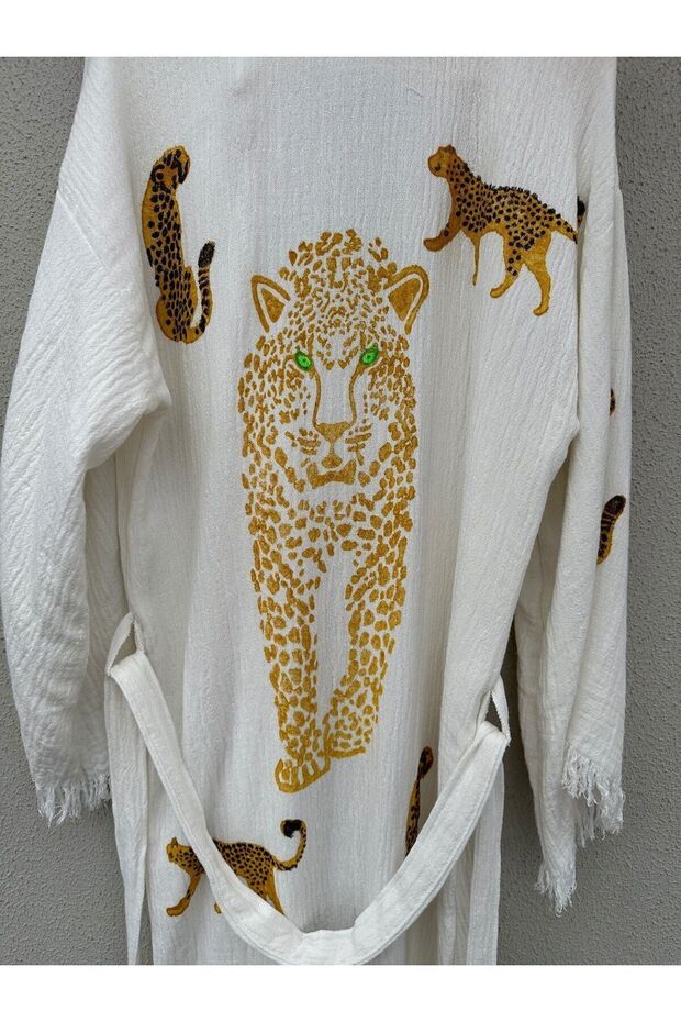 Müslin Kaplan Baskılı Kimono - 3