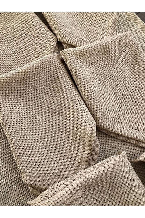 Kapicino Color Linen Fabric 6 Napkins 1 Runner Service Set - 3