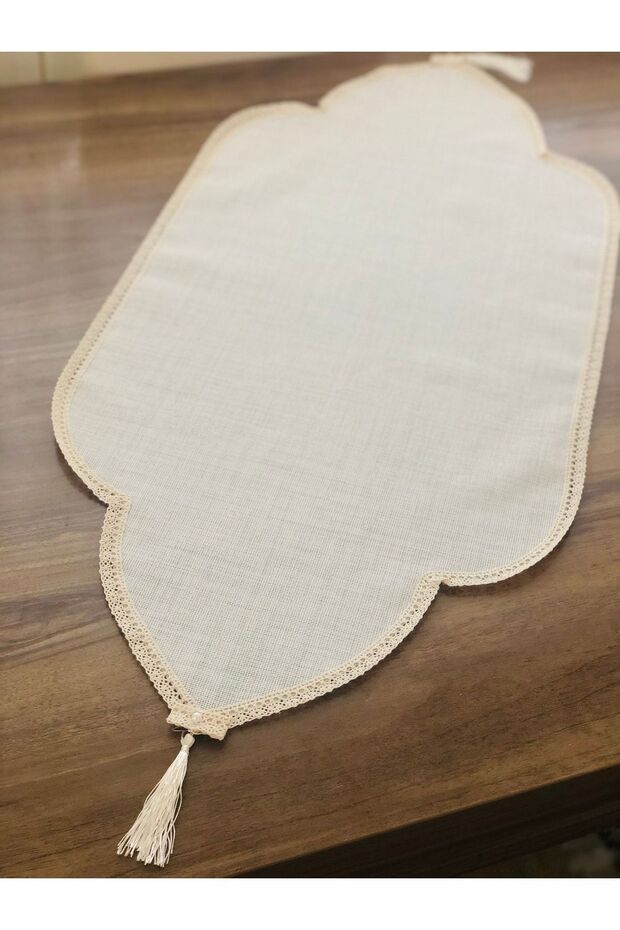 Püsküllü Linen Kumaş Işlemelik Runner - 2
