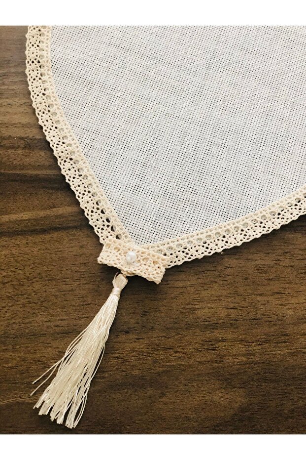 Püsküllü Linen Kumaş Işlemelik Runner - 3