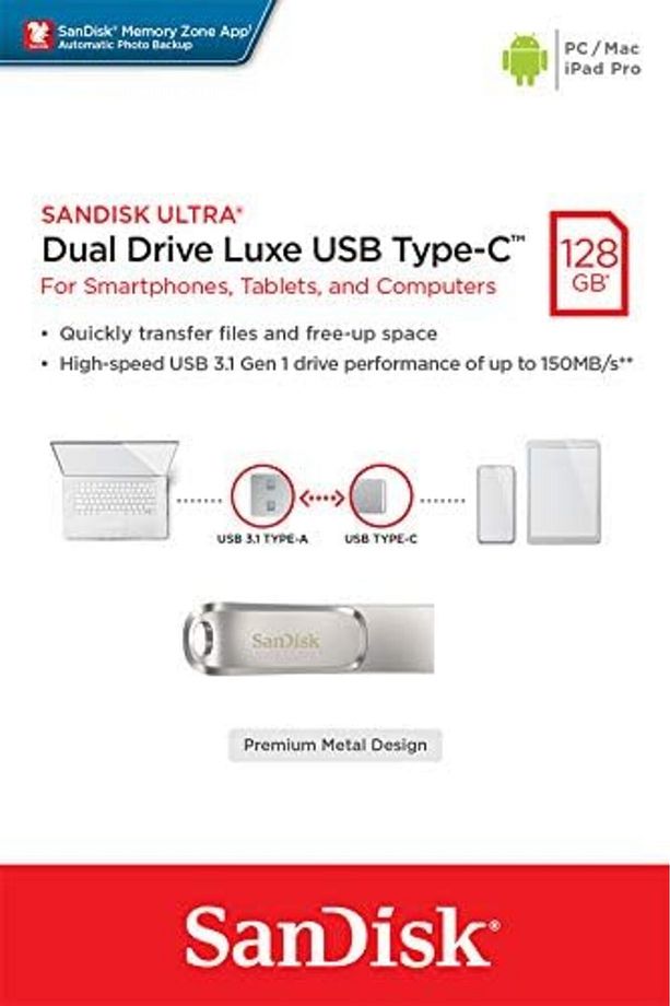 Ultra Dual Drive Luxe USB Type-C Flash Sürücü 128GB Gümüş - 7