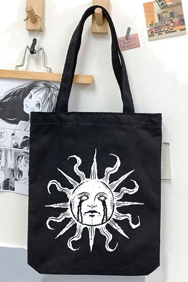 Black Gabardine Unisex Canvas Bag - Güneş