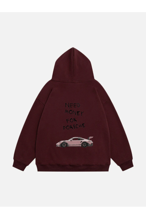Unisex Need Money for Porsche Printed Hooded Fleece Oversize Sweatshirt