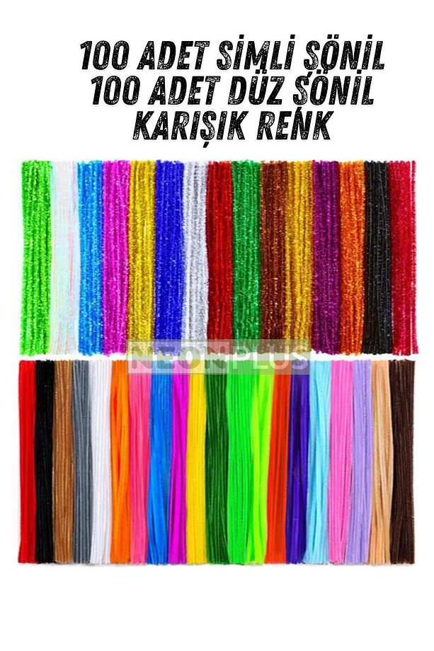 100 Adet Simli Sönil Ve 100 Adet Düz Sönil Karışık Renk - 1