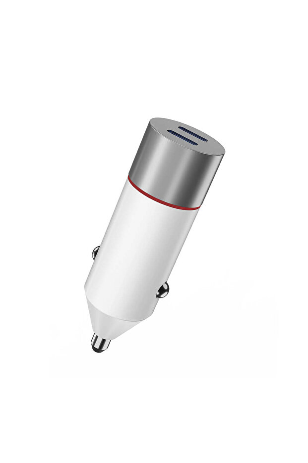 Çift PD Portlu Hızlı Şarj Özellikli Type-C Araç Şarj Başlığı Wiwu Wi-QC023 60W Beyaz - 1