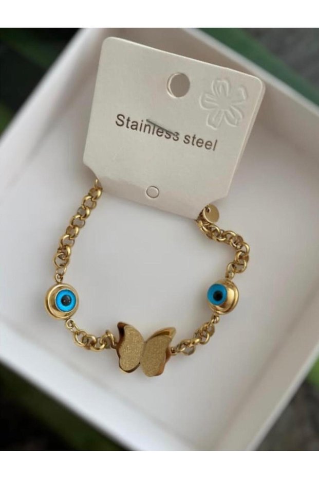 Steel Color-Resistant Butterfly Motif Bracelet
