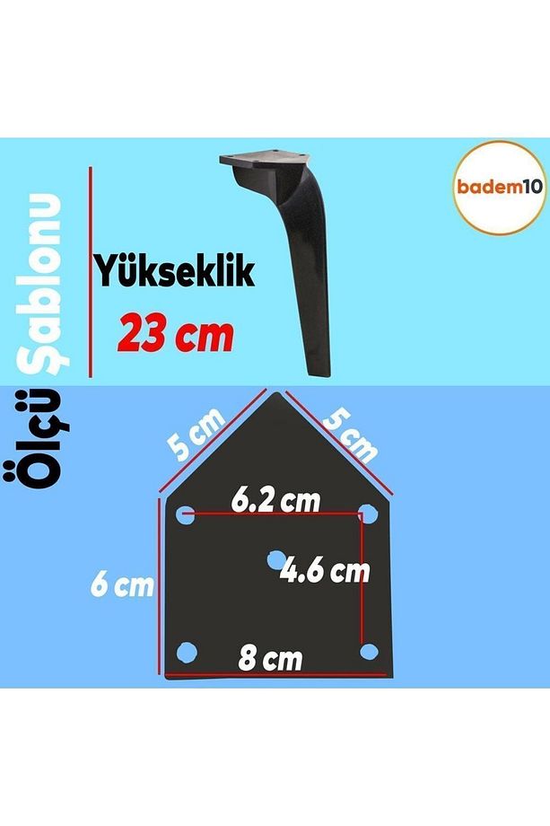 Repla Lüks Mobilya Kanepe Tv Ünitesi Koltuk Ayağı 23 Cm Siyah Konsol Ayakları - 4