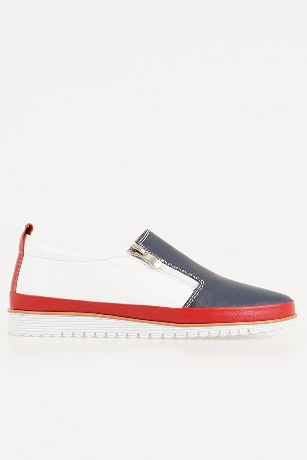 Genuine Leather Women's Casual Shoes Zippered Comfortable Sole