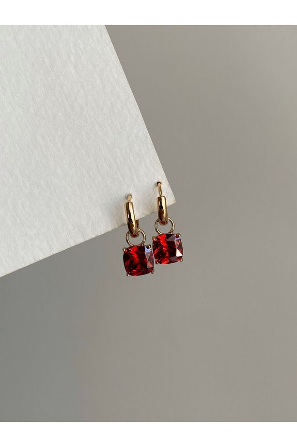 Çelik Rose Gold Bordo Tek Taş Series Lily Küpe -kararma Yapmaz- - 1