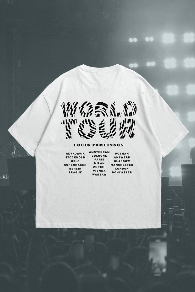 Louis Tomlinson World Tour List Front and Back Printed Unisex Oversize T-Shirt