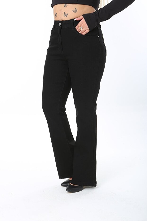 Flared Leg Lycra Plus Size Jeans Trousers