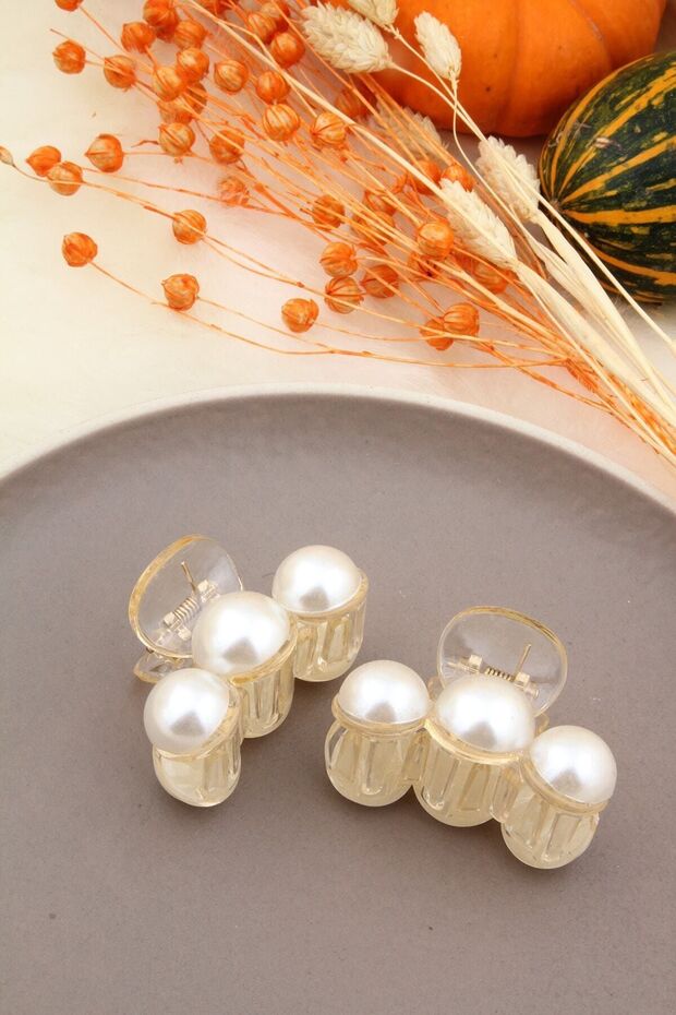 مشبك مزلاج لؤلؤي مزدوج متوسط الحجم - 1