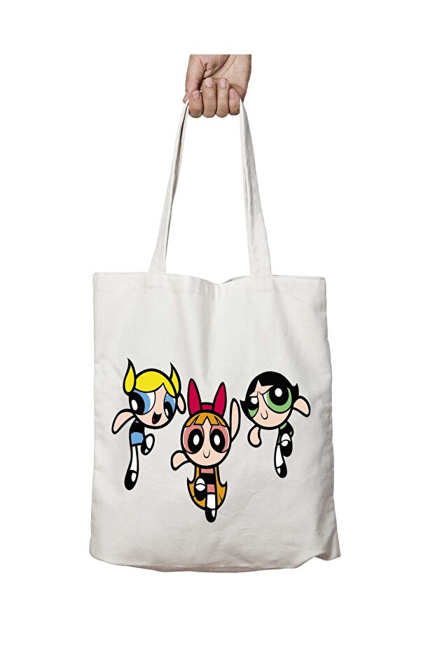 Powerpuff Girls S Two-Sided Permanent Washable School Beach Shoulder Cloth Bag
