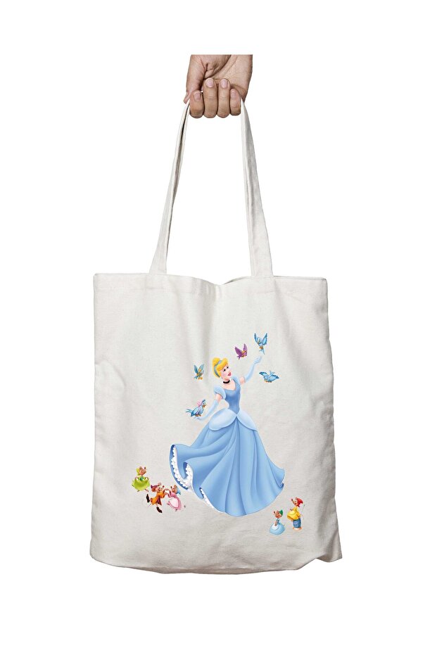 Cinderella-Transparent-Png Two Sides Permanent Washable School Beach Shoulder Cloth Bag